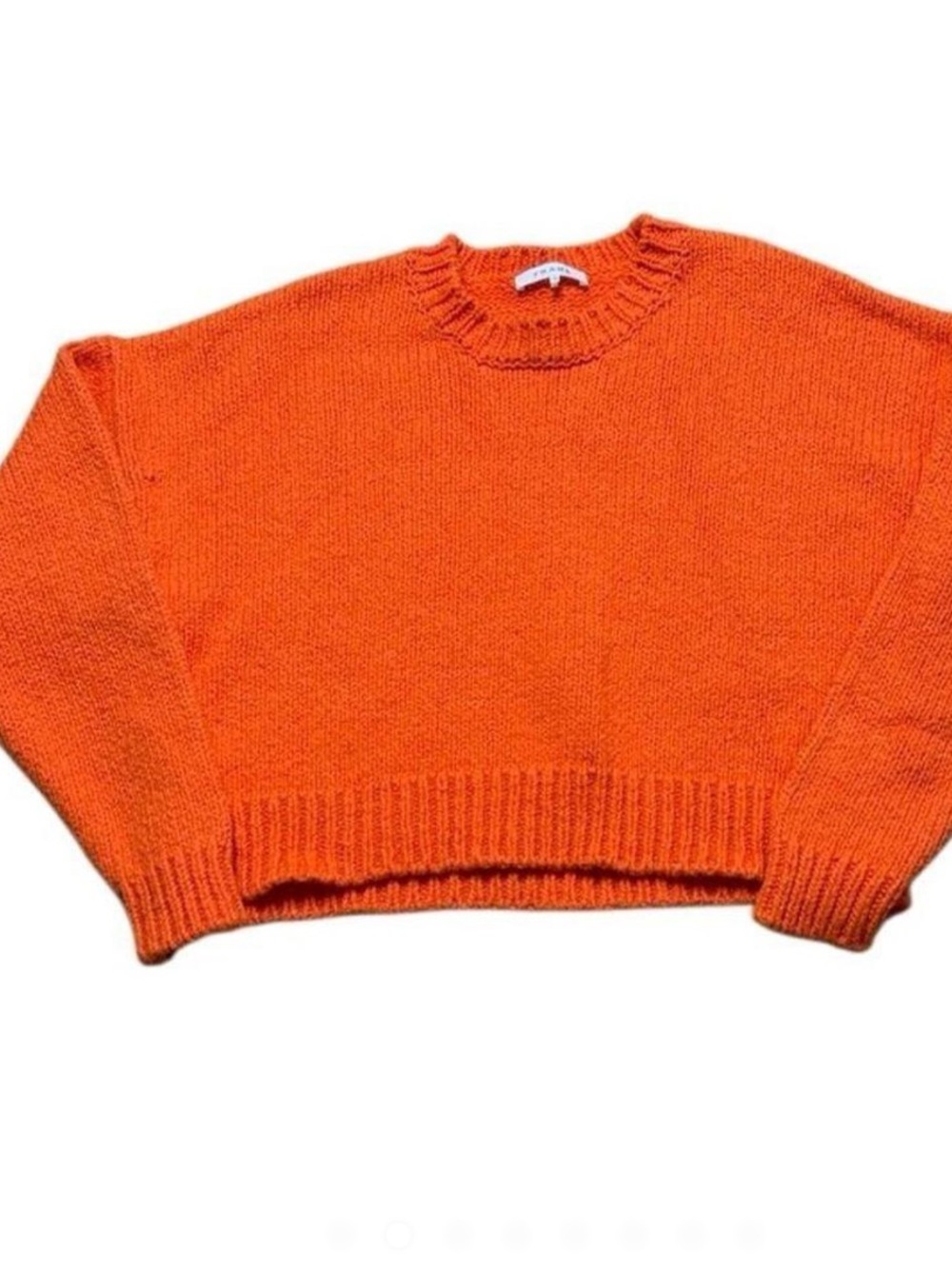 Frame Denim Vibrant Orange Crew Neck Sweater